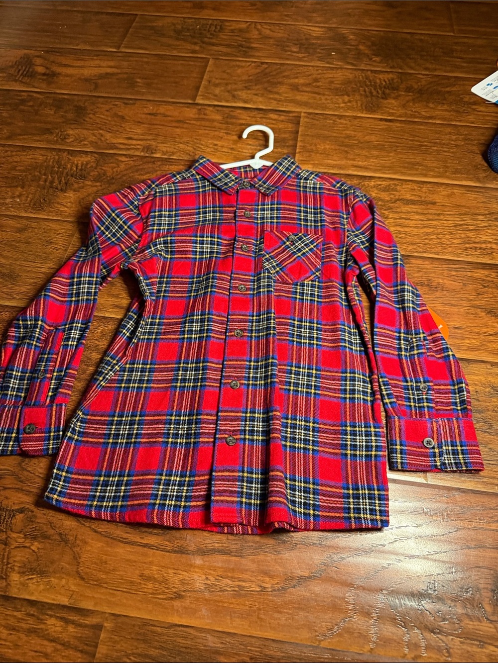 Kids Red Plaid Button-Up Shirt. Flannel, NWT
